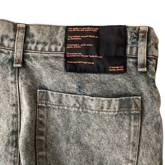 LIBERAL YOUTH MINISTRY XL Destroyed Effect Jeans Gray Denim Distressed Acid Wash - Picture 11 of 16